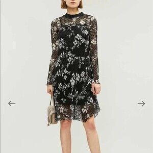 See By Chloé Floral Print Lace Dress Black White Spring Designer Frock Wedding